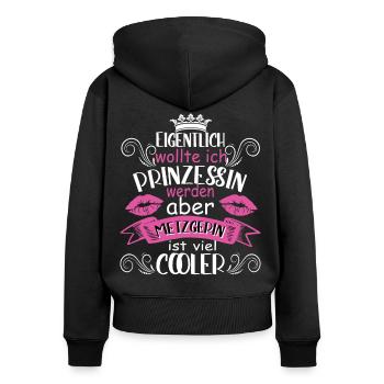 Fleischerin Frauen Metzgerei Prinzessin - Frauen Premium Bio Zip Hoodie - Schwarz - Hinten - Julia (174cm)