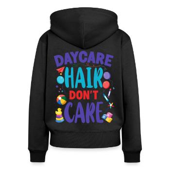 Fournisseur de services de garde d’enfants Enseignant - Sweat à capuche zippé Premium bio Femme - noir - Dos - Julia (174cm)