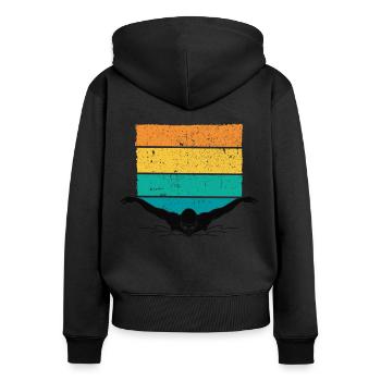 Schwimmen Trainer, Coaches Schwimmerin Schwimmer - Frauen Premium Bio Zip Hoodie - Schwarz - Hinten - Julia (174cm)