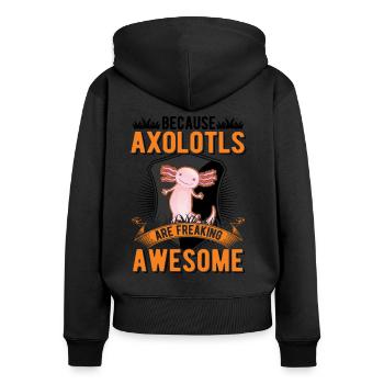 Parce que les Axolotls sont effrayants et impressionnants - Sweat à capuche zippé Premium bio Femme - noir - Dos - Julia (174cm)