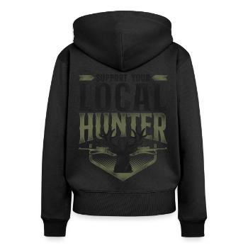 Buck Deer Hunting Hunter Vintage - Women's Premium Organic Zip Hoodie - black - Back - Julia (174cm)
