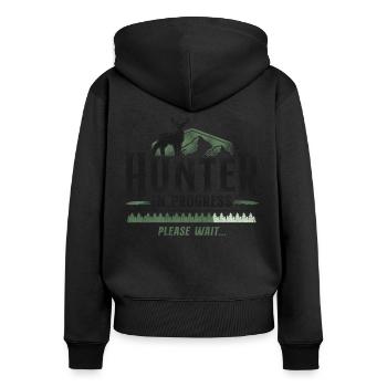 Buck Deer Hunting Hunter Vintage - Frauen Premium Bio Zip Hoodie - Schwarz - Hinten - Julia (174cm)
