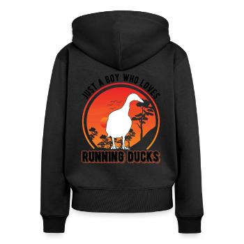 Indian Running Young Bottle Duck - Women's Premium Organic Zip Hoodie - black - Back - Julia (174cm)