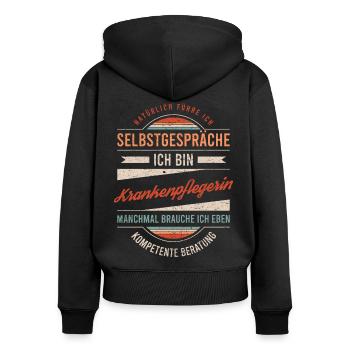 Krankenpflegerin Arbeitskollege Kollege Geschenk - Frauen Premium Bio Zip Hoodie - Schwarz - Hinten - Julia (174cm)