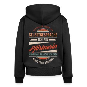 Pförtnerin Arbeitskollege Kollege Geschenk Retro - Frauen Premium Bio Zip Hoodie - Schwarz - Hinten - Julia (174cm)