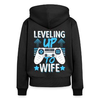 Engagement Fiancée Bride Future Wife Gamer - Women's Premium Organic Zip Hoodie - black - Back - Julia (174cm)