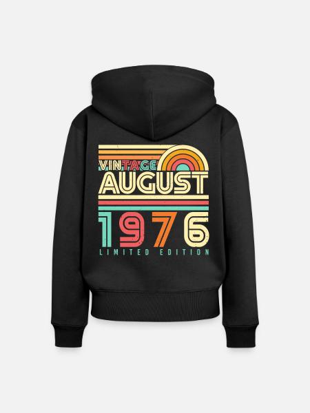 1976 Im August Geschenkidee - Frauen Premium Bio Zip Hoodie - Schwarz
