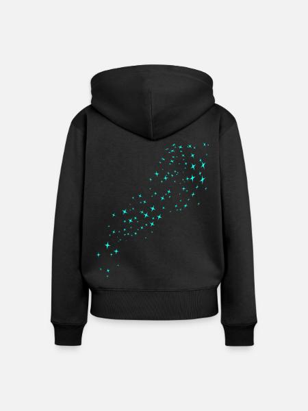 Sternenstaub Grün - Frauen Premium Bio Zip Hoodie - Schwarz
