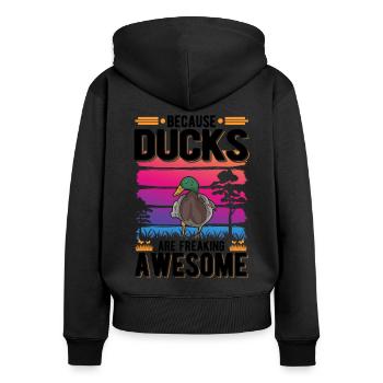 Duck Gift Duck Breeder - Women's Premium Organic Zip Hoodie - black - Back - Julia (174cm)