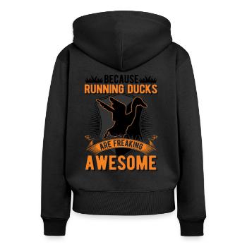 Indian Running Gift Runner Duck - Women's Premium Organic Zip Hoodie - black - Back - Julia (174cm)