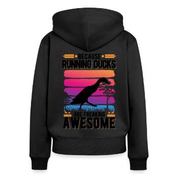 Indian Running Gift Runner Duck - Women's Premium Organic Zip Hoodie - black - Back - Julia (174cm)