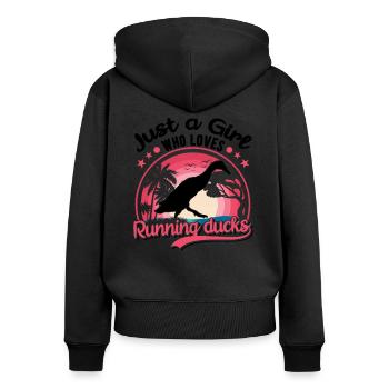 Running Girls Running Duck Bottle Duck - Women's Premium Organic Zip Hoodie - black - Back - Julia (174cm)