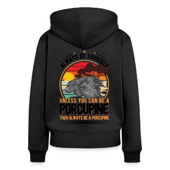 Porcupine Gift Porcupine - Women's Premium Organic Zip Hoodie - black - Back - Julia (174cm)