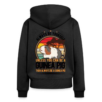 Meerschweinchen Geschenk Guinea Pig - Frauen Premium Bio Zip Hoodie - Schwarz - Hinten - Julia (174cm)