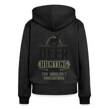 Buck Deer Hunting Hunter Vintage - Frauen Premium Bio Zip Hoodie - Schwarz - Hinten - Julia (174cm)
