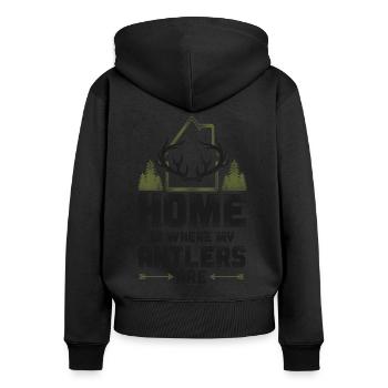 Buck Deer Hunting Hunter Vintage - Women's Premium Organic Zip Hoodie - black - Back - Julia (174cm)