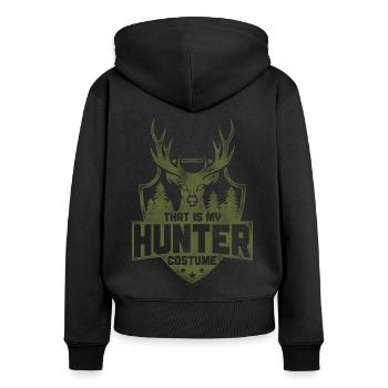 Chasseur de cerfs Buck Halloween - Sweat à capuche zippé Premium bio Femme - noir - Dos - Julia (174cm)