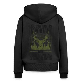 Buck Deer Hunting Hunter Vintage - Frauen Premium Bio Zip Hoodie - Schwarz - Hinten - Julia (174cm)