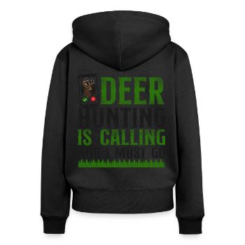 Buck Deer Hunting Hunter Phone - Frauen Premium Bio Zip Hoodie - Schwarz - Hinten - Julia (174cm)