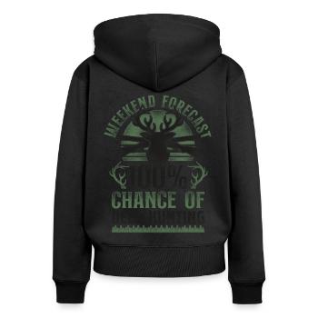 Buck Deer Hunting Hunter Vintage - Frauen Premium Bio Zip Hoodie - Schwarz - Hinten - Julia (174cm)