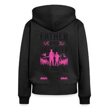 Buck Deer Hunting Hunter Father - Frauen Premium Bio Zip Hoodie - Schwarz - Hinten - Julia (174cm)