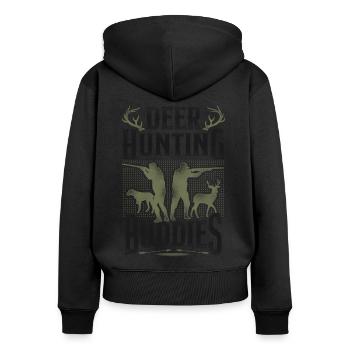 Buck Deer Hunting Hunter Vintage - Women's Premium Organic Zip Hoodie - black - Back - Julia (174cm)