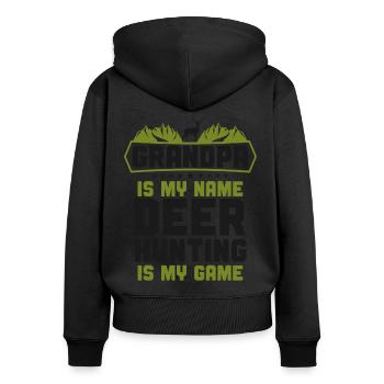 Buck Deer Hunting Hunter - Frauen Premium Bio Zip Hoodie - Schwarz - Hinten - Julia (174cm)