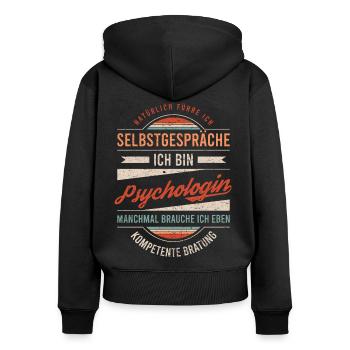 Psychologin Arbeitskollege Kollege Geschenk Retro - Frauen Premium Bio Zip Hoodie - Schwarz - Hinten - Julia (174cm)