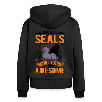 Because Seal are freaking awesome Robbe - Women's Premium Organic Zip Hoodie - black - Back - Julia (174cm)