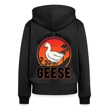 Geese Young goose breeder goose - Women's Premium Organic Zip Hoodie - black - Back - Julia (174cm)
