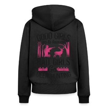 Buck Deer Chasse Hunter Girl - Sweat à capuche zippé Premium bio Femme - noir - Dos - Julia (174cm)