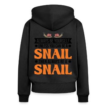 Snail Gift Vineyard Snail - Women's Premium Organic Zip Hoodie - black - Back - Julia (174cm)