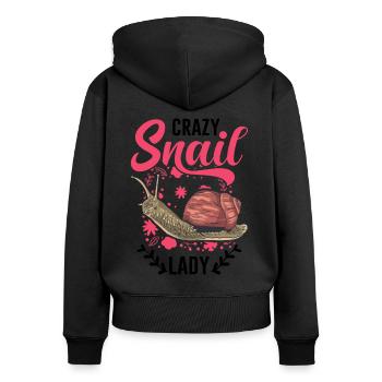 Crazy Snail lady Snails Fille - Sweat à capuche zippé Premium bio Femme - noir - Dos - Julia (174cm)