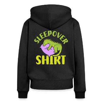 Chemise de nuit NuitÉe Fête - Sweat à capuche zippé Premium bio Femme - noir - Dos - Julia (174cm)