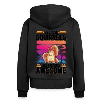 Cadeau Écureuil Écureuil Gris Écureuil - Sweat à capuche zippé Premium bio Femme - noir - Dos - Julia (174cm)