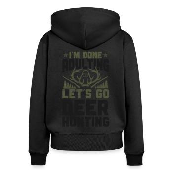 Buck Deer Hunting Hunter Vintage - Frauen Premium Bio Zip Hoodie - Schwarz - Hinten - Julia (174cm)