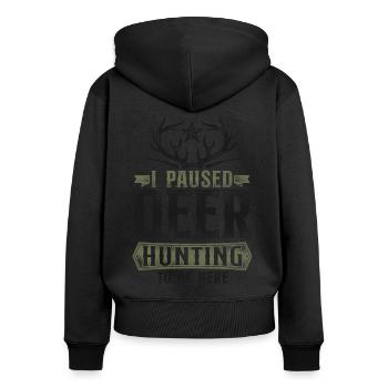 Buck Deer Hunting Hunter Vintage - Frauen Premium Bio Zip Hoodie - Schwarz - Hinten - Julia (174cm)
