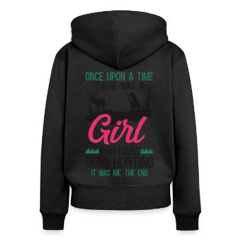 Buck Deer Chasse Hunter Girl - Sweat à capuche zippé Premium bio Femme - noir - Dos - Julia (174cm)