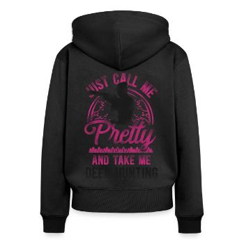 Buck Deer Hunting Hunter Girl - Frauen Premium Bio Zip Hoodie - Schwarz - Hinten - Julia (174cm)