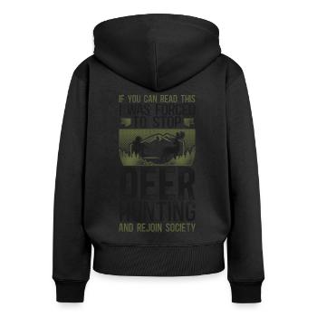 Buck Deer Hunting Hunter Vintage - Women's Premium Organic Zip Hoodie - black - Back - Julia (174cm)