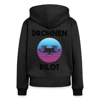 Drohnenpilot Spruch - Frauen Premium Bio Zip Hoodie - Schwarz - Hinten - Julia (174cm)