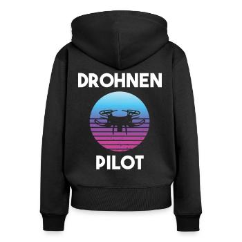 Drohnenpilot Spruch - Frauen Premium Bio Zip Hoodie - Schwarz - Hinten - Julia (174cm)