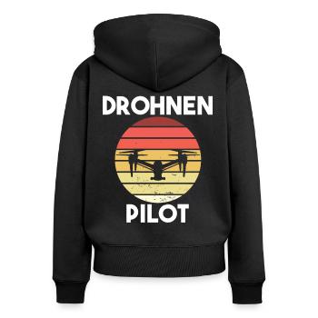 Drohnenpilot Spruch - Frauen Premium Bio Zip Hoodie - Schwarz - Hinten - Julia (174cm)