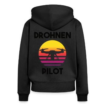 Drohnenpilot Spruch - Frauen Premium Bio Zip Hoodie - Schwarz - Hinten - Julia (174cm)
