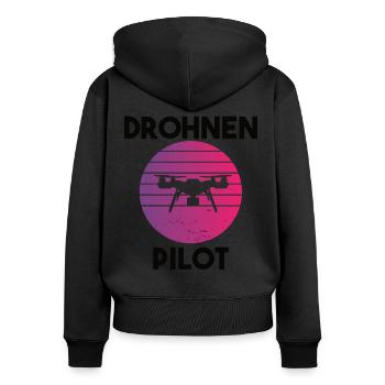 Drohnenpilot Spruch - Frauen Premium Bio Zip Hoodie - Schwarz - Hinten - Julia (174cm)