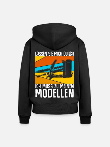 Modellbau Retro Modellbauer - Frauen Premium Bio Zip Hoodie - Schwarz