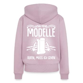 Modellbau Kleber Modellbauer - Frauen Premium Bio Zip Hoodie - Altrosa - Hinten - Julia (174cm)