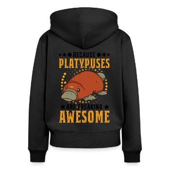 Platypus Gift Platypus - Women's Premium Organic Zip Hoodie - black - Back - Julia (174cm)