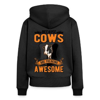 Parce que les vaches sont des vaches géniales - Sweat à capuche zippé Premium bio Femme - noir - Dos - Julia (174cm)