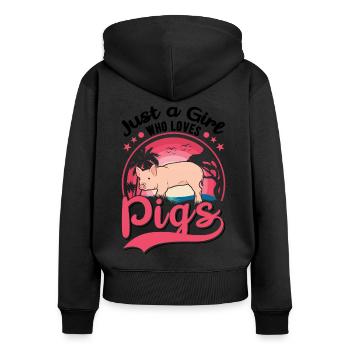 Pigs Filles Éleveurs de porcs - Sweat à capuche zippé Premium bio Femme - noir - Dos - Julia (174cm)